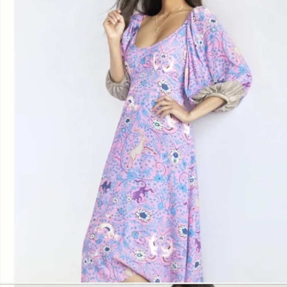 NWOT Anthropologie plenty by tracy reese Medieval Animal Print Midi Dress